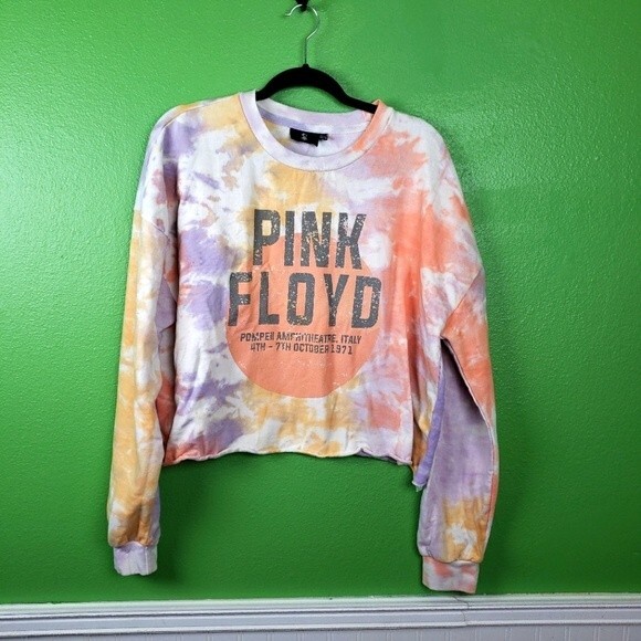 Pink Floyd Tops - Pink Floyd Tie Dye Oversize Crop Pullover Sweater Size Large